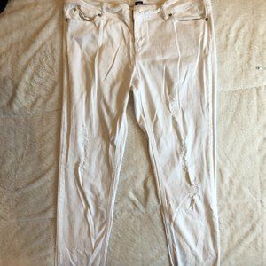 Distressed White Jeans